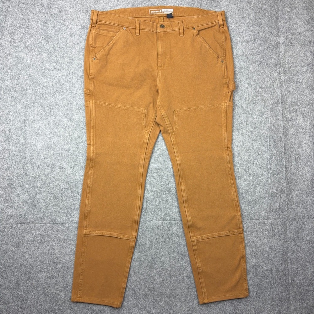 Carhartt Pants Womens 16W Brown Rugged‎ Flex Relaxed Fit Double Front Work NEW